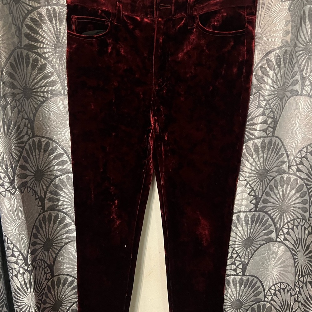 Joe's Jeans Burgundy Velvet Skinny Pants
